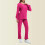 Women's Solid Scrubs Set Red XL Loose Trousers and Long 1