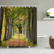Nature Forest -suihkuverho 59x71", auringonpaistepuun ja vihreiden lehtien kuvio, vedenpitävä, 12 koukulla – yhteensopiva vakiotankojen kanssa