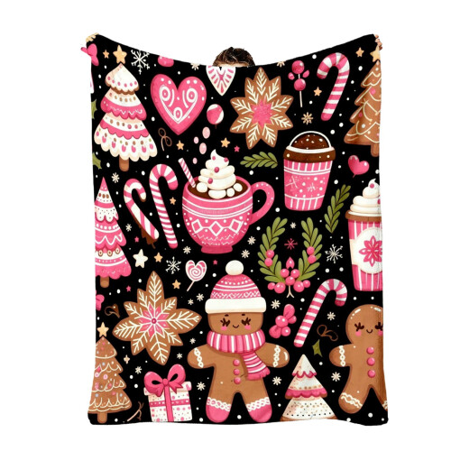 Κουβέρτα King King Gingerbread Man & Candy Cane Throw – Μαλακό, βελούδινο κάλυμμα καναπέ για όλες τις