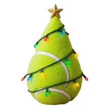 Weihnachtsbaum in Fußballform mit bunten Lichtern und goldenem Stern – Sportliche Dekoration, passend für Spielzimmer und Schreibtisch,