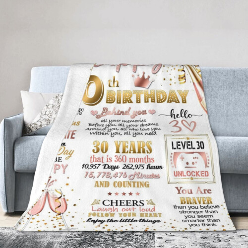 Κουβέρτα Happy30th Birthday Μαλακή κουβέρτα από φλις για καναπέ-κρεβάτι και διακόσμηση