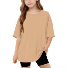 Basic T-shirts voor jongens en meisjes, oversized baggy shirts met korte mouwen, effen casual shirts met ronde hals, losse zomershirts.