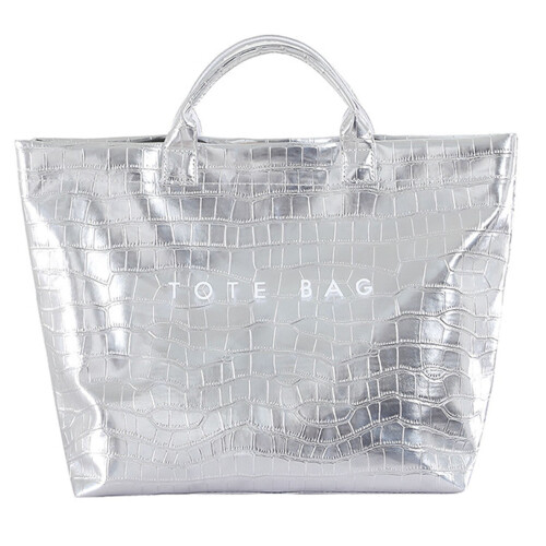 Τσάντα Tote PVC για γυναίκες – Δέρμα φιδιού & εκτύπωση γραμμάτων, διαφανές πλαστικό &