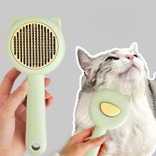 Kattenborstel voor het verwijderen van losse haren, zelfreinigende slickerborstel voor binnenkatten, verwijdert zachtjes losse haren, massageborstel