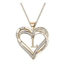 YUEHAO Accessori Collane Pendenti Collana con lettere a cuore alla moda da donna 26 lettere Amore Clavicola Collana L