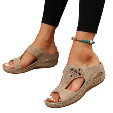 Sandali ortopedici Willtoo da donna: zeppa comoda, modello slip-on, pianta larga, supporto plantare, ciabatte estive eleganti (adatte per essere