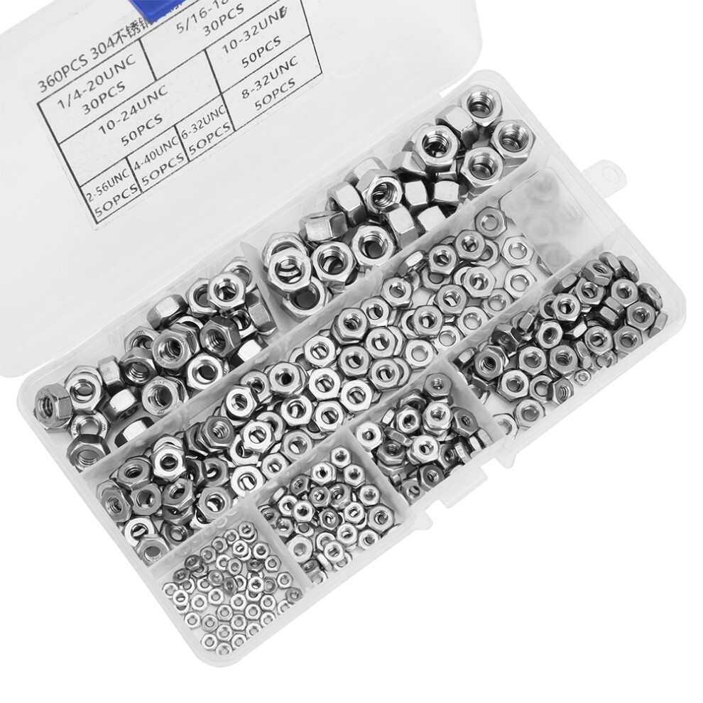 360 UNC Stainless Coarse Thread Hex Nuts