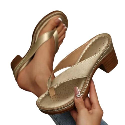 Willtoo Women's Chunky Heel Sandals – Wedge Thong with