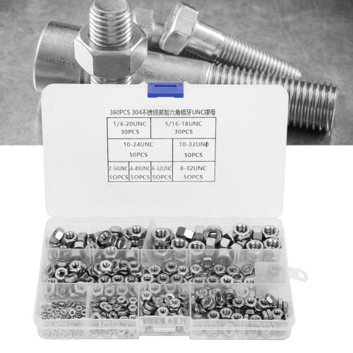 360-Pack Stainless Steel UNC Coarse Thread Hex Nuts for Heavy Duty Projects