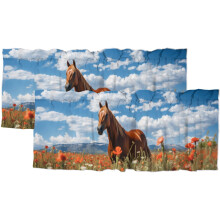 Rideaux de cuisine à motif cheval western, 54 x 18 po, 2 panneaux