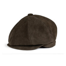 Șapcă Newsboy din piele naturală pentru bărbați/femei, beretă cu cioc de rață, 54-61 cm, ajustabilă, ușoară și confortabilă, maro