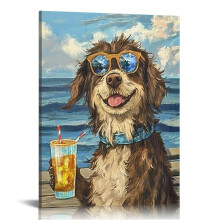 Tableau sur toile Chien de plage 30 x 40 cm