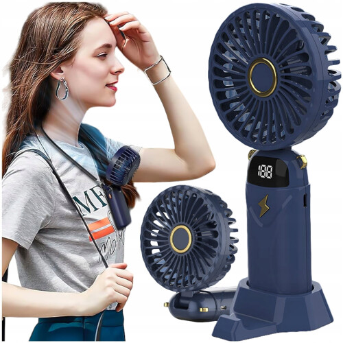 Folding fan USB-C 2 in 1 folding neck hanging handheld small fan