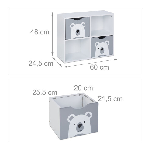 Spielzeugregal mit 4 Fächern, Bären-Design 2