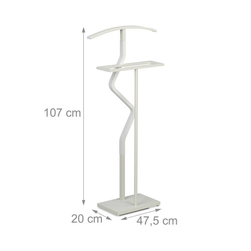 Betjänad kostymställ, 107 cm, Vit, Stål/Träeffekt 2