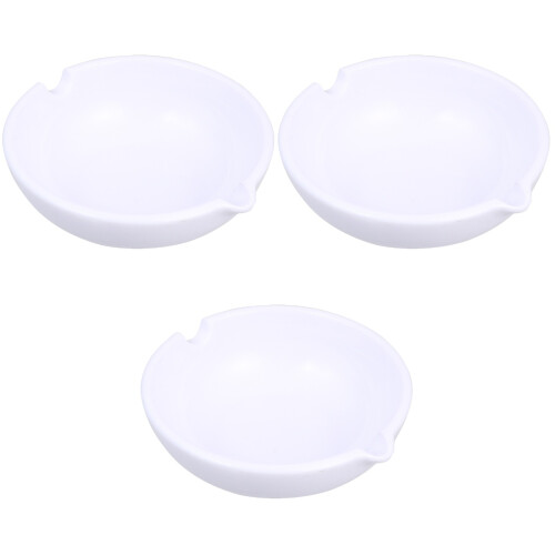 3Pcs White Brush Pen Stands Ceramic Ink Plates for Study Room Use 2