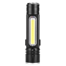 Rechargeable Led Flashlight, Zoomable Focus Flashlight, 300lm High Brightness With Illumination Distance100-300m, Premium Led And Cob Light, Compact