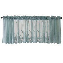 Voilage texturé lin pour cuisine et salle de bain, rideau semi-transparent offrant intimité et polyvalence, cantonnière transparente turquoise
