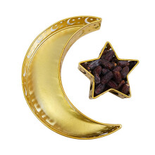Islam Themed Dinnerware, Moon Star Pattern Trays For Festive Dessert Display, Decorative Platters Suitable For Eid Mubarak, Durable Metal