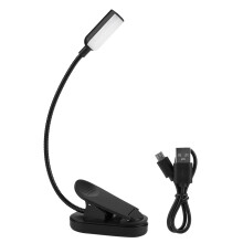 Portable Clip-on Reading Lamp, Rechargeable Book Light with Eye-Care LED Light, Flexible Goose Neck Lamp for Bed, Desk