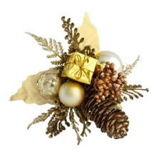 Flori DIY cu ornamente din frunziș auriu, decor artificial de Crăciun pentru decor festiv de masă, alb, 21 * 14 cm, set de 1