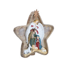 Star-Shaped Nativity Scene Intricately Crafted Resin Decorative Holiday Figurine, Realistic Features And Hand-Painted Detail For A Celebration That