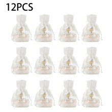 Bolsas de regalo de boda, confeccionadas en elegante hilo blanco nieve, bolsita de organza con cordón para guardar joyas, bolsas para recuerdos de