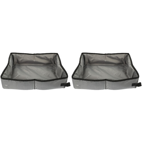 2Pcs Foldable Waterproof Cat Litter Box Grey Portable Outdoor Use 1