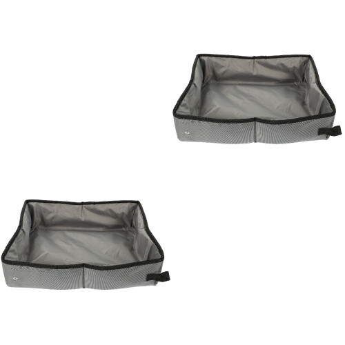 2Pcs Foldable Waterproof Cat Litter Box Grey Portable Outdoor Use 2