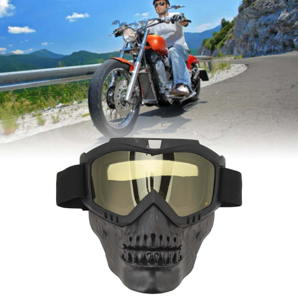 Skull Motorcycle Goggles For Dirt Bike Offroad Racing 150G Yellow 5091388123943