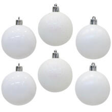 6Pcs White Plastic Xmas Tree Hanging Balls Christmas Party Decorations