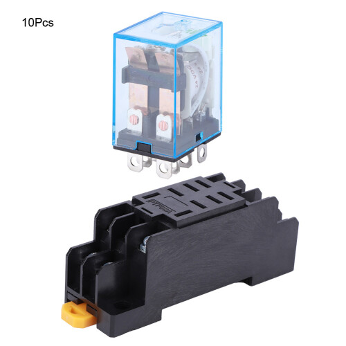 Relay Base Kit 10Pcs LY2NJ 8 Pin DC 24V for Electronics Projects