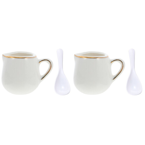 2Pcs Portable Ceramic Creamer Pitcher Supply Dispenser 1