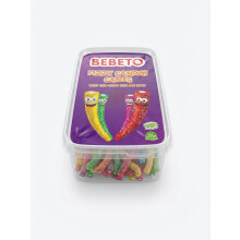 400g Bebeto Fizzy Rainbow Cables Tub - Sour Multicolour Pencil Sweets