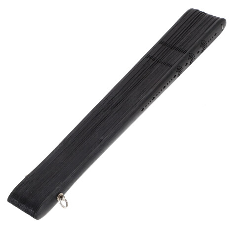 abanico de bambú y seda plegable negro para mujer