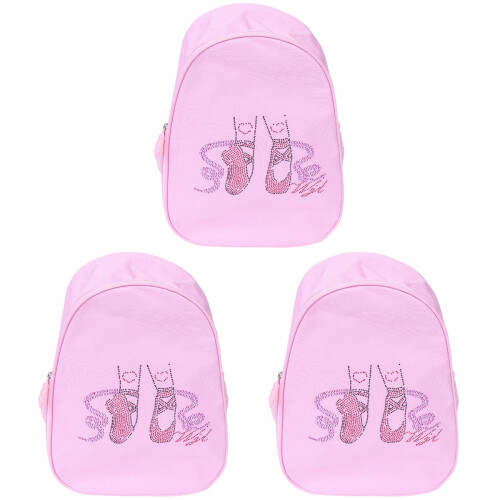 3Pcs Breathable Pink Canvas Backpack for Girls School Use 2