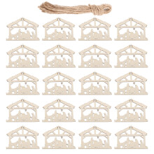 20-tlg. Weihnachtskrippen-Set, 3D-Holzhaus-Deko, beige