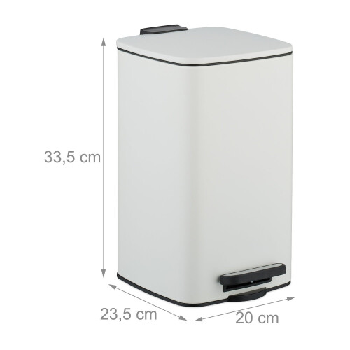 Quadratischer Treteimer 8L mit Soft-Close-Deckel und Müllbeutel 2