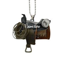 Sattel-Cowboy-Weihnachtsbaumschmuck aus Acryl, individuell gestaltbarer Cowgirl-Anhänger, passend zu Western-Dekoration und als patriotisches