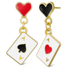 Orecchini a forma di carta da gioco Love di NICEXMAS, dimensioni 2,80 x 1,80 x 1,80 cm.