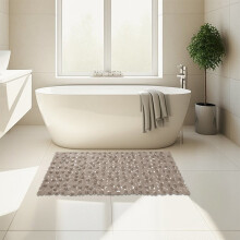 Antislip badmat 40x100 cm, PVC antislip vloermat met steendesign, waterdicht en gemakkelijk schoon te maken, grijs – Geschikt voor badkamer, douche