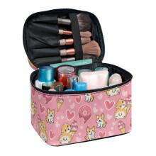 Make-uptasje in hartvorm met puppyprint en ritssluiting, geschikt voor dagelijks gebruik, 8,86 x 6,5 x 5,9 inch (voor dames).