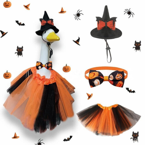 Fantasia de ganso de Halloween para estátua de plástico de ganso de 23 polegadas para jardim, varanda ou quintal.