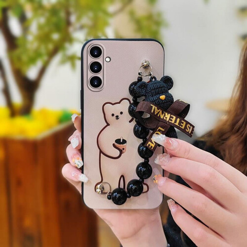 Θήκη τηλεφώνου συμβατή με Samsung Galaxy A15 – Χαριτωμένο σχέδιο βραχιολιού με αρκούδα,