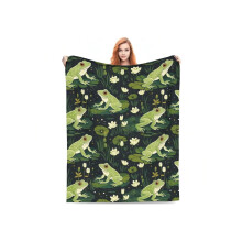 Coperta a forma di rana per gli amanti delle rane – Morbida e leggera coperta in flanella per divano, letto, poltrona – Design a foglia di loto