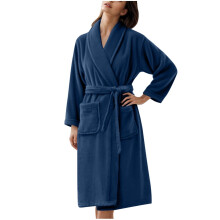 asdoklhq Accappatoio in raso da donna, pigiama in flanella per il tempo libero, vestaglie, abbigliamento da casa per coppie, blu navy, taglia XL