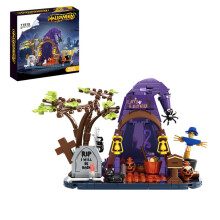 384-teiliges Halloween-Zelt-Spukhaus-Bauset mit Grabstein, Kreuz, Vogelscheuche, Geisterkürbis – STEM-Spielzeug, Halloween-Geschenk für Kinder ab