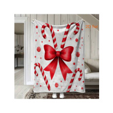 Antique Red Bow & Heart Flannel Blanket – Soft Warm Knitted Throw for Sofa, Office, Camping, Travel – All-Season Gift for Valentine's,