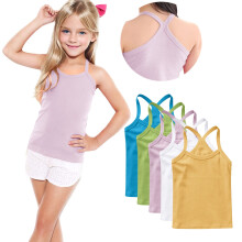 Pacáiste 5 Barra Umair Damhsa do Chailíní, Camisole, Strapaí Spaigití, Faoi-léinte Gan Smál, Bailé, Éadaí Gleacaíochta, Bándearg, 3-4