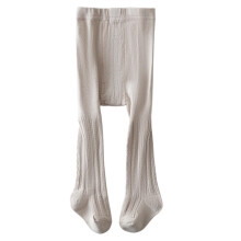 Baby girl cable knit tights with bow, cotton, khaki, 0–12
